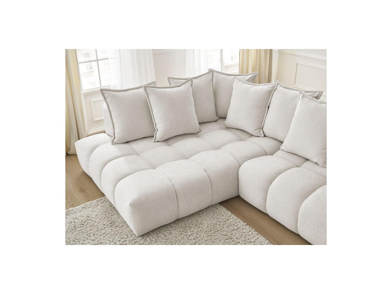 Canapé D'Angle Fixe - Everest - Tissu Texturé - Angle Gauche - 10 Coussins
