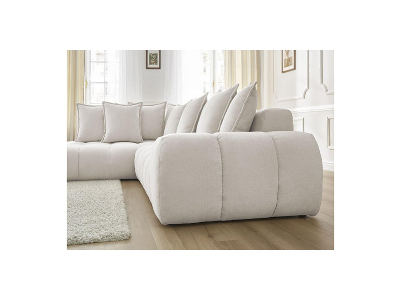 Canapé D'Angle Fixe - Everest - Tissu Texturé - Angle Gauche - 10 Coussins