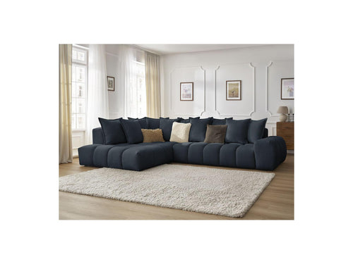 Canapé D'Angle Fixe - Everest - Tissu Texturé - Angle Gauche - 10 Coussins