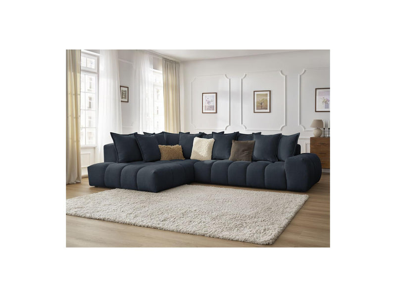 Canapé D'Angle Fixe - Everest - Tissu Texturé - Angle Gauche - 10 Coussins