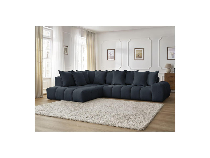 Canapé D'Angle Fixe - Everest - Tissu Texturé - Angle Gauche - 10 Coussins