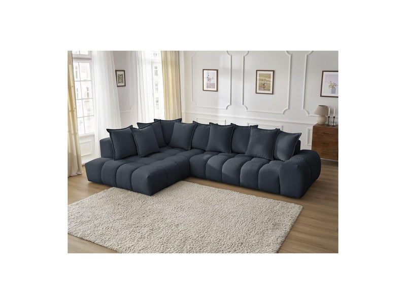 Canapé D'Angle Fixe - Everest - Tissu Texturé - Angle Gauche - 10 Coussins