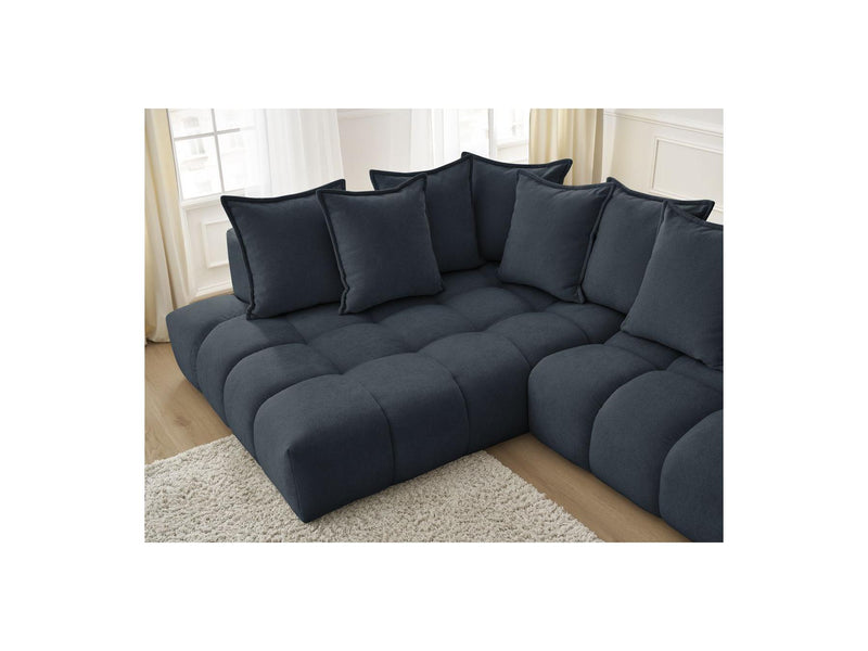 Canapé D'Angle Fixe - Everest - Tissu Texturé - Angle Gauche - 10 Coussins
