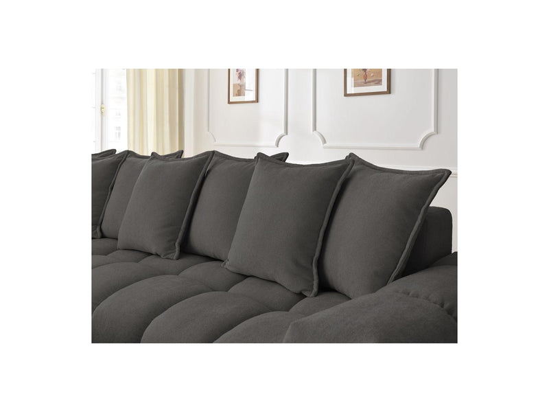 Canapé D'Angle Fixe - Everest - Tissu Texturé - Angle Gauche - 10 Coussins