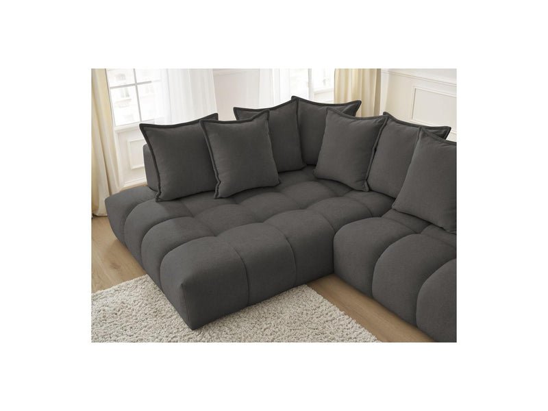Canapé D'Angle Fixe - Everest - Tissu Texturé - Angle Gauche - 10 Coussins