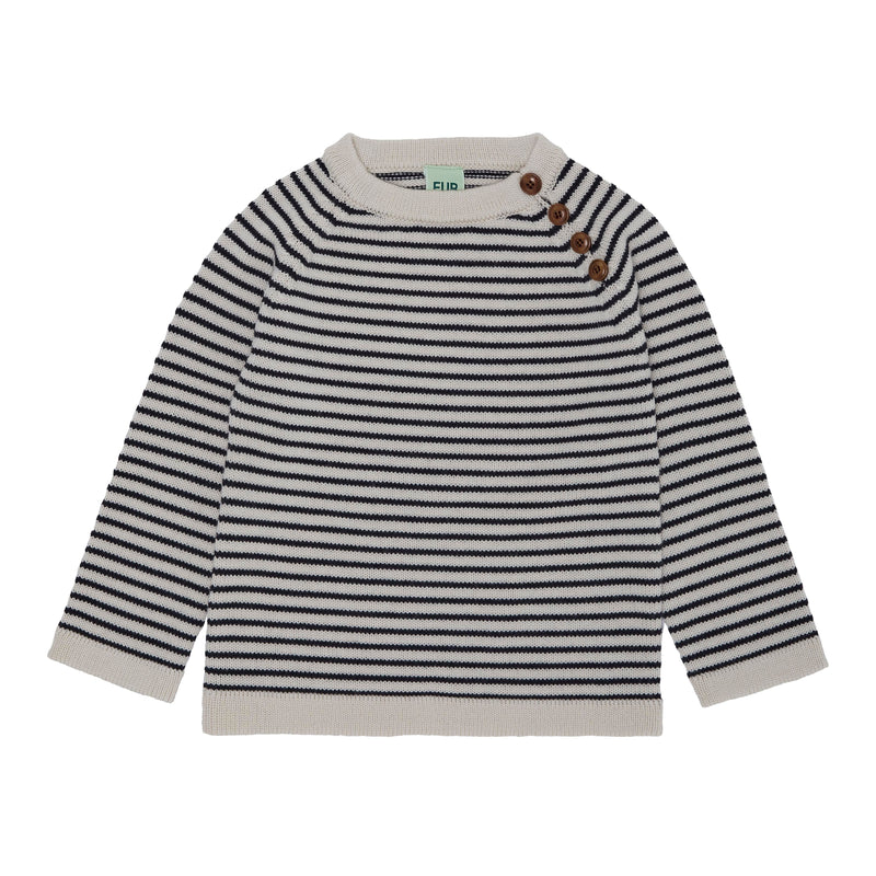 Jersey de rayas crudo/azul marino en lana merino certificada OEKO-TEX - Selección FUB en amaetc.com, concept store ecológico para niños