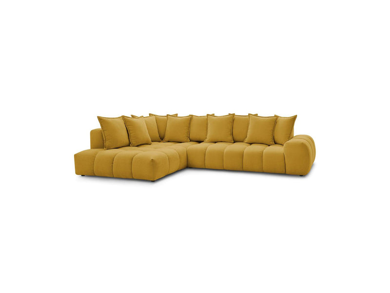 Canapé D'Angle Fixe - Everest - Tissu Texturé - Angle Gauche - 10 Coussins