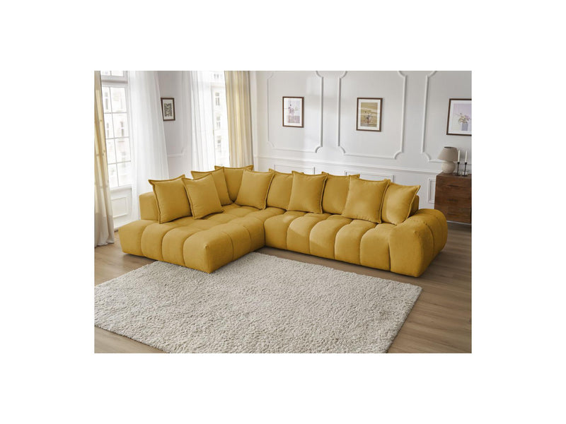 Canapé D'Angle Fixe - Everest - Tissu Texturé - Angle Gauche - 10 Coussins