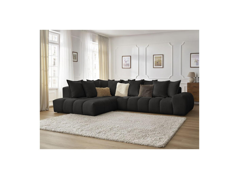 Canapé D'Angle Fixe - Everest - Tissu Texturé - Angle Gauche - 10 Coussins