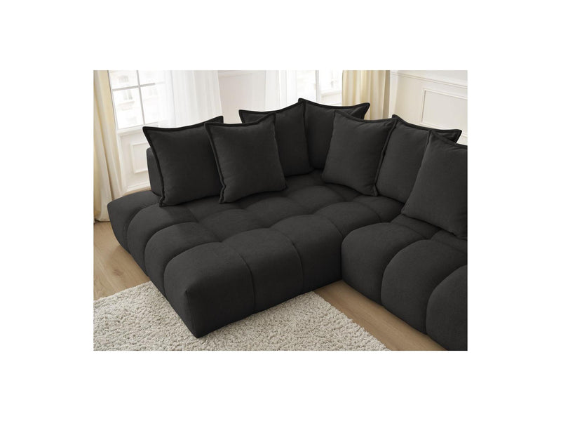 Canapé D'Angle Fixe - Everest - Tissu Texturé - Angle Gauche - 10 Coussins