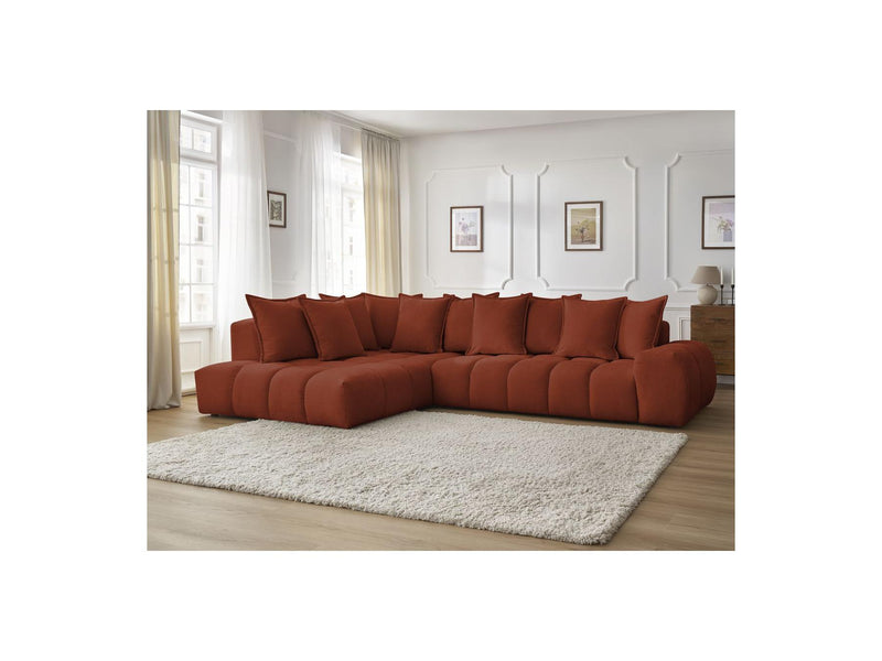 Canapé D'Angle Fixe - Everest - Tissu Texturé - Angle Gauche - 10 Coussins