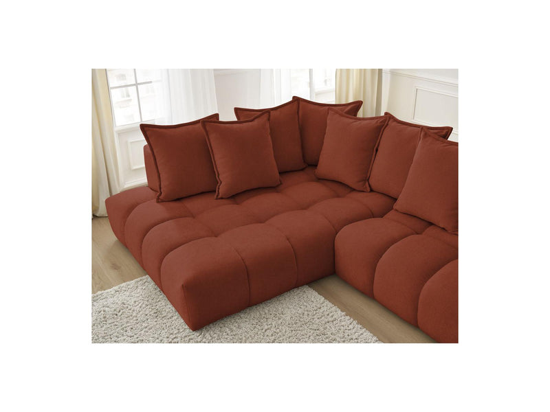 Canapé D'Angle Fixe - Everest - Tissu Texturé - Angle Gauche - 10 Coussins