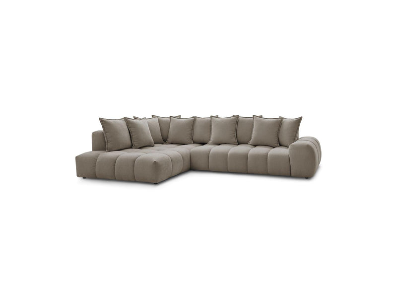 Canapé D'Angle Fixe - Everest - Tissu Texturé - Angle Gauche - 10 Coussins