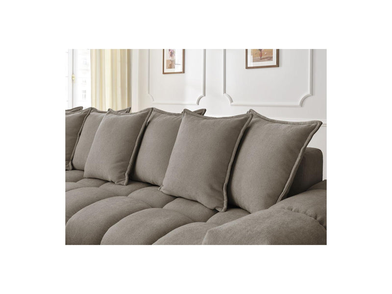 Canapé D'Angle Fixe - Everest - Tissu Texturé - Angle Gauche - 10 Coussins
