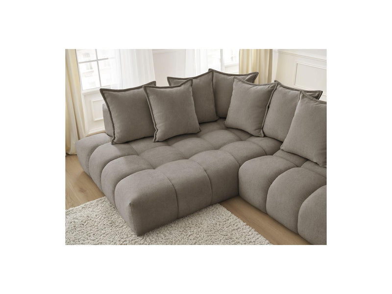 Canapé D'Angle Fixe - Everest - Tissu Texturé - Angle Gauche - 10 Coussins