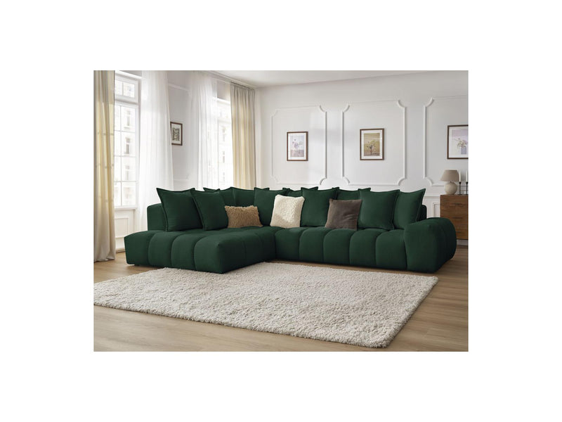 Canapé D'Angle Fixe - Everest - Tissu Texturé - Angle Gauche - 10 Coussins