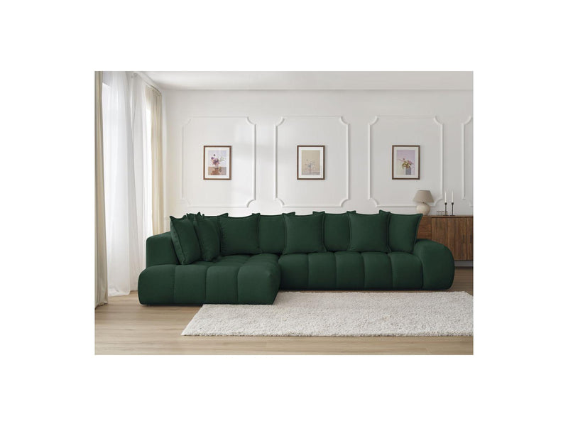 Canapé D'Angle Fixe - Everest - Tissu Texturé - Angle Gauche - 10 Coussins