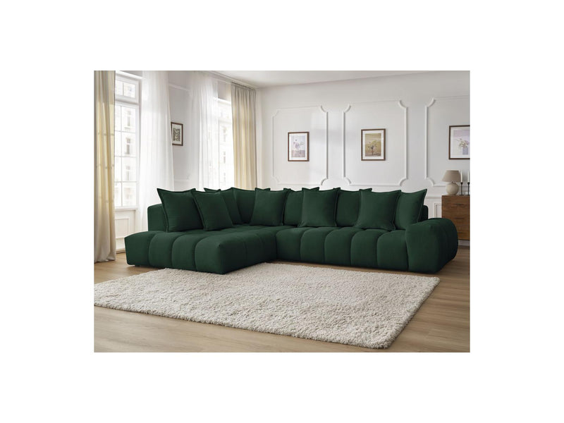 Canapé D'Angle Fixe - Everest - Tissu Texturé - Angle Gauche - 10 Coussins