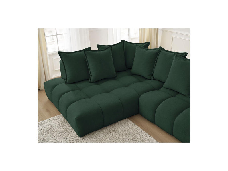 Canapé D'Angle Fixe - Everest - Tissu Texturé - Angle Gauche - 10 Coussins