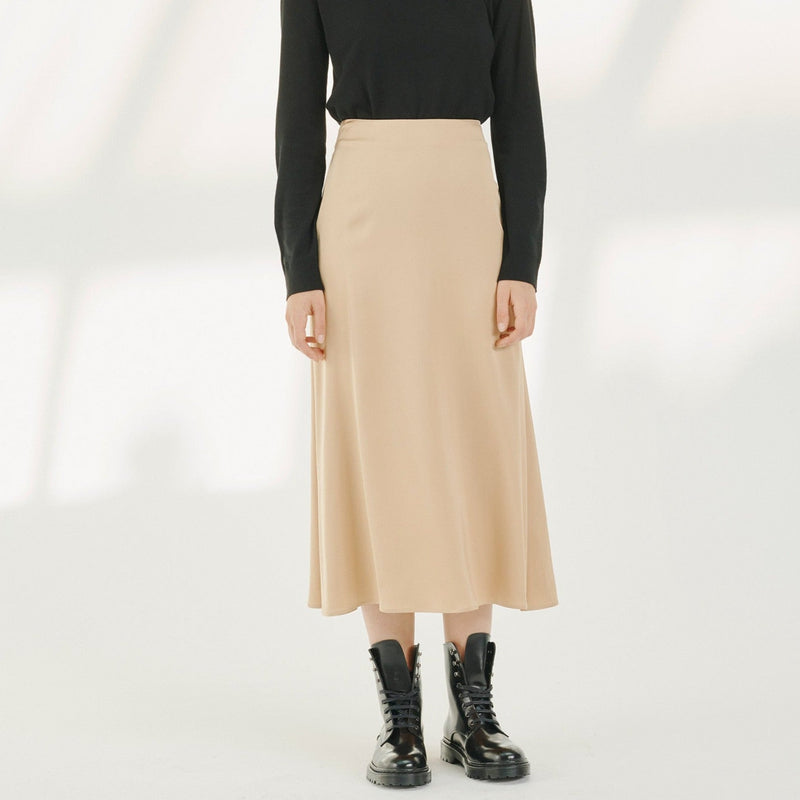 Maison Standards - Long Satin Skirt - Ecru - Women