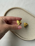 Boucles D’Oreilles Ysl Vintage - Petits Cœurs Dorés