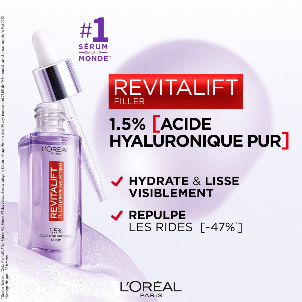 Suero antiarrugas de ácido hialurónico Revitalift Filler + suero de vitamina C pura al 12%