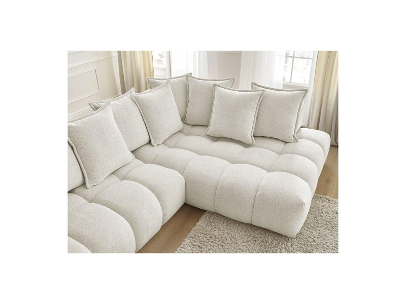 Canapé D'Angle Fixe - Everest - Tissu Chiné - Angle Droit - 10 Coussins