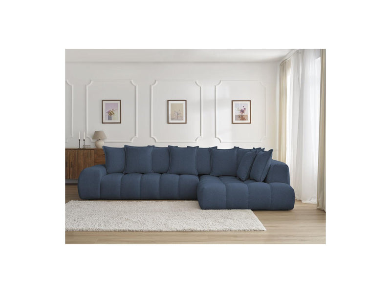 Canapé D'Angle Fixe - Everest - Tissu Chiné - Angle Droit - 10 Coussins