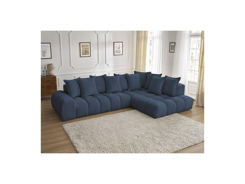 Canapé D'Angle Fixe - Everest - Tissu Chiné - Angle Droit - 10 Coussins