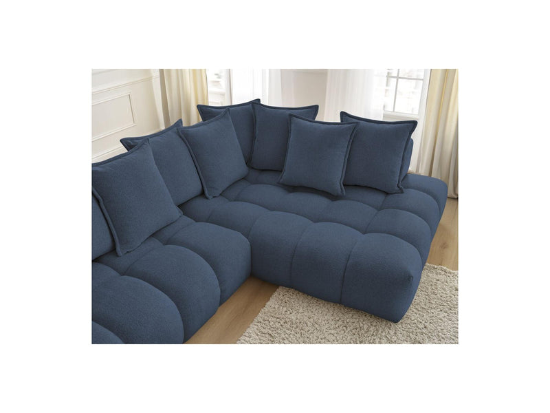 Canapé D'Angle Fixe - Everest - Tissu Chiné - Angle Droit - 10 Coussins