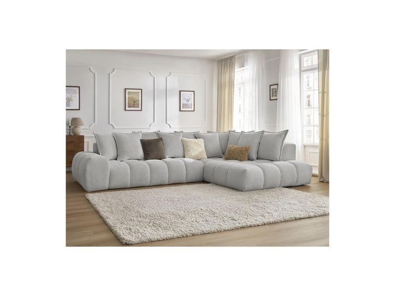 Canapé D'Angle Fixe - Everest - Tissu Chiné - Angle Droit - 10 Coussins