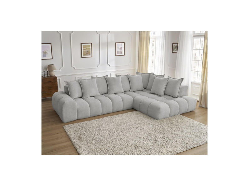 Canapé D'Angle Fixe - Everest - Tissu Chiné - Angle Droit - 10 Coussins