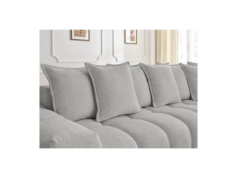 Canapé D'Angle Fixe - Everest - Tissu Chiné - Angle Droit - 10 Coussins