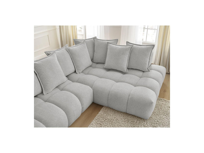 Canapé D'Angle Fixe - Everest - Tissu Chiné - Angle Droit - 10 Coussins