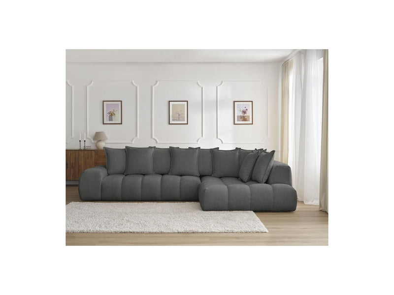 Canapé D'Angle Fixe - Everest - Tissu Chiné - Angle Droit - 10 Coussins