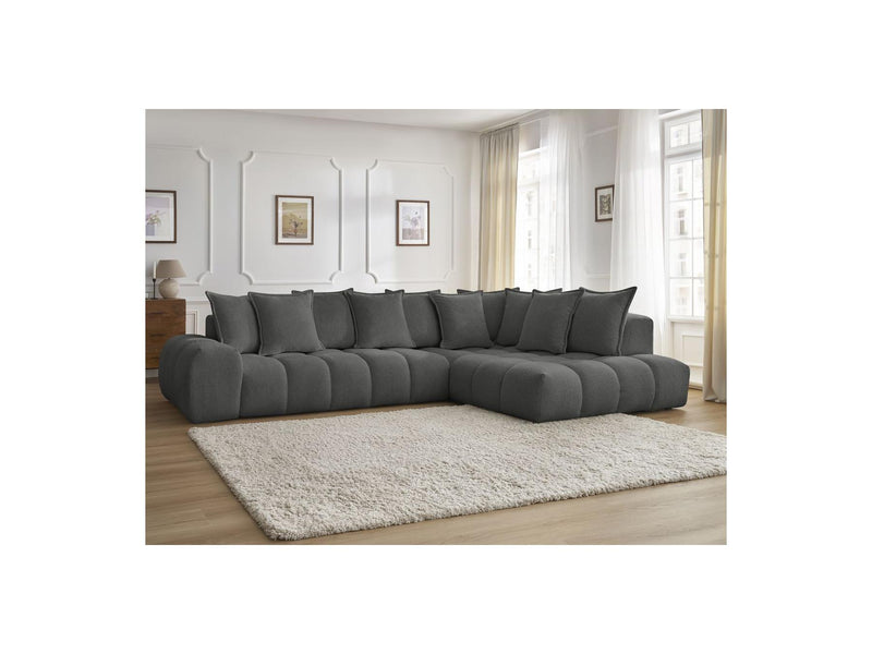 Canapé D'Angle Fixe - Everest - Tissu Chiné - Angle Droit - 10 Coussins