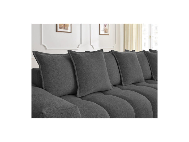 Canapé D'Angle Fixe - Everest - Tissu Chiné - Angle Droit - 10 Coussins