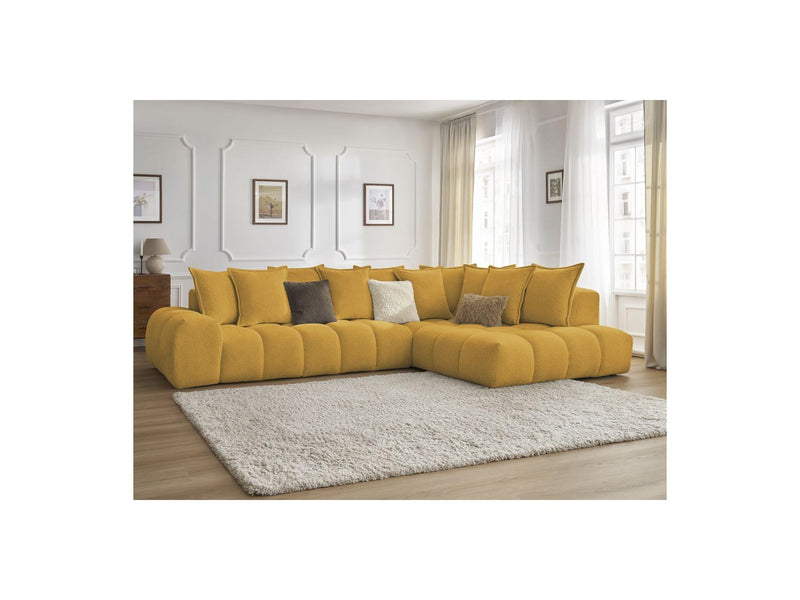 Canapé D'Angle Fixe - Everest - Tissu Chiné - Angle Droit - 10 Coussins