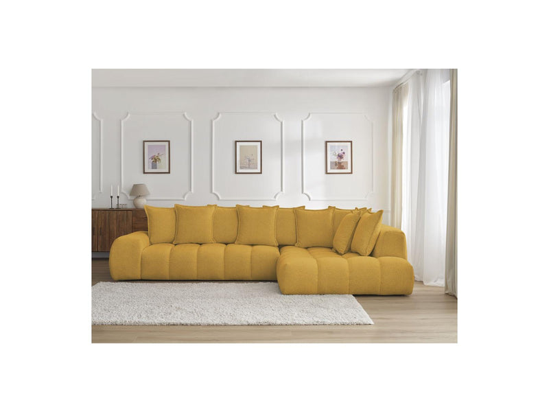 Canapé D'Angle Fixe - Everest - Tissu Chiné - Angle Droit - 10 Coussins