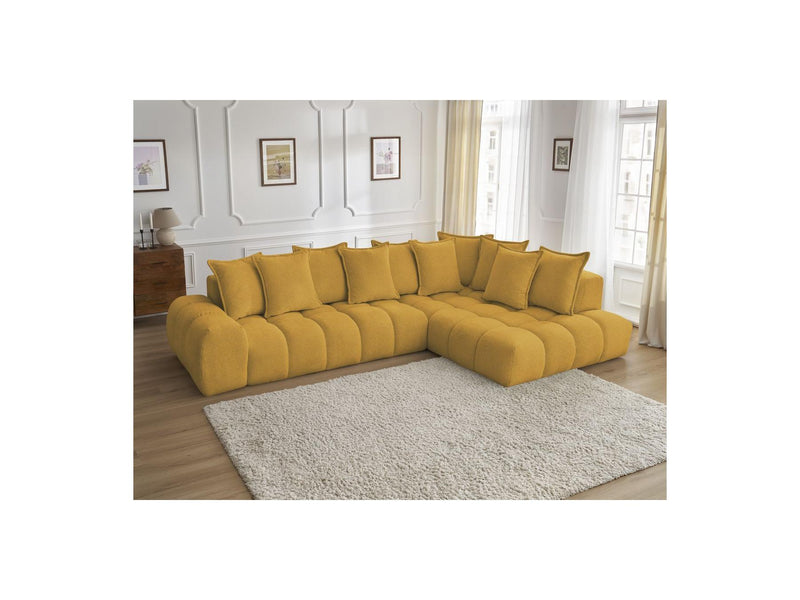 Canapé D'Angle Fixe - Everest - Tissu Chiné - Angle Droit - 10 Coussins