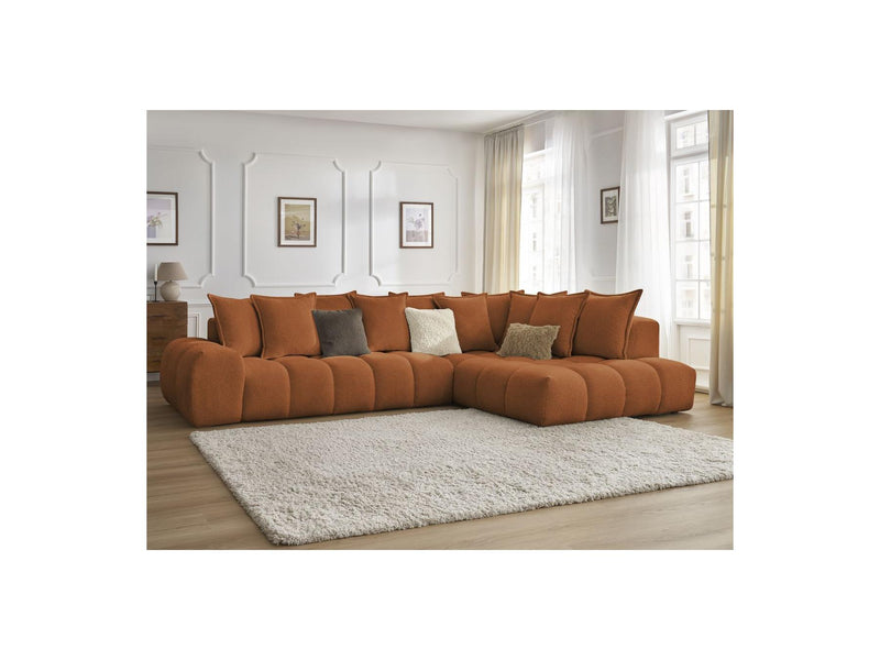 Canapé D'Angle Fixe - Everest - Tissu Chiné - Angle Droit - 10 Coussins