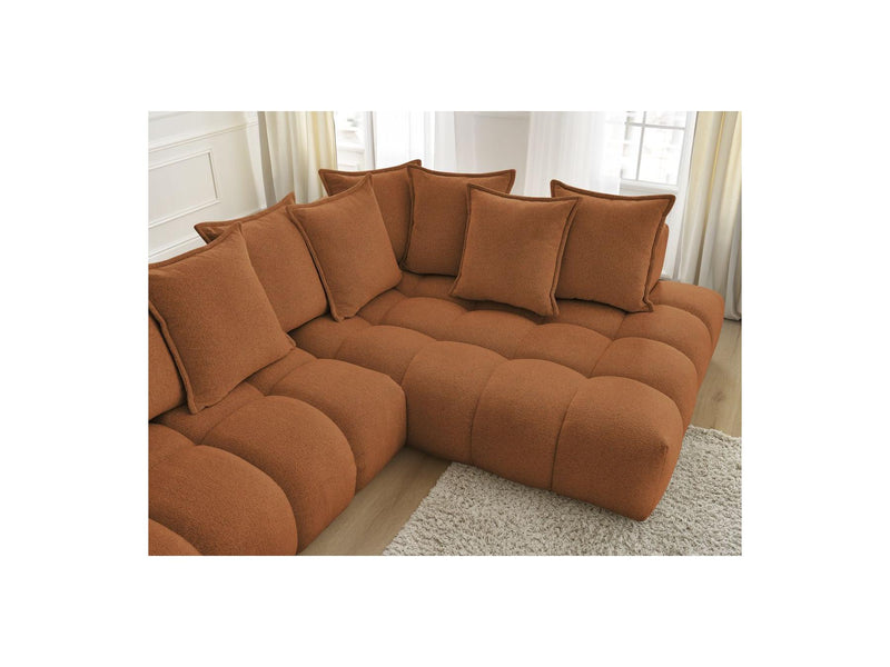 Canapé D'Angle Fixe - Everest - Tissu Chiné - Angle Droit - 10 Coussins