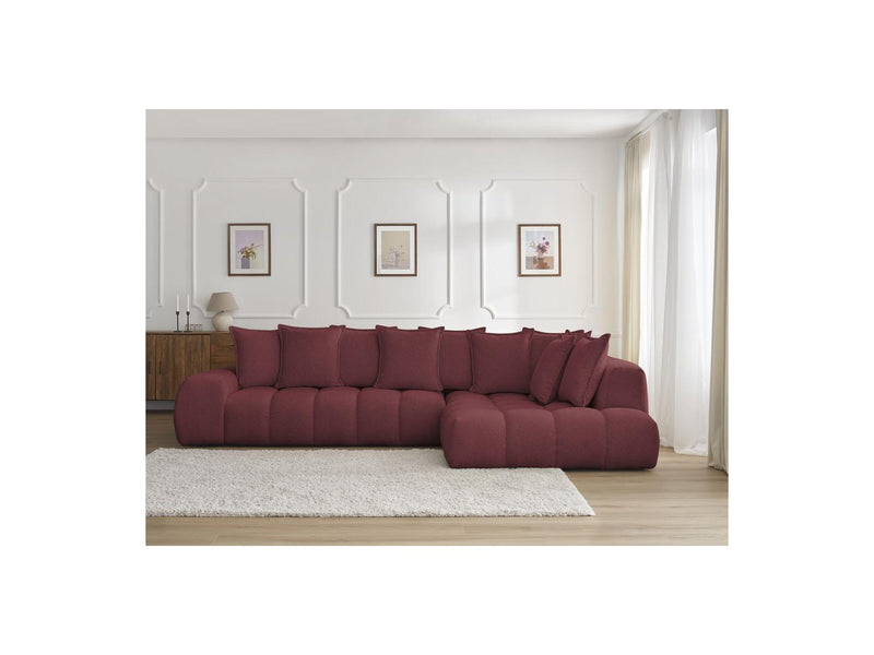 Canapé D'Angle Fixe - Everest - Tissu Chiné - Angle Droit - 10 Coussins