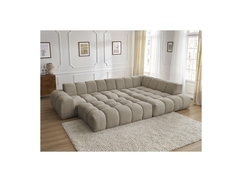 Canapé D'Angle Fixe - Everest - Tissu Chiné - Angle Droit - 10 Coussins