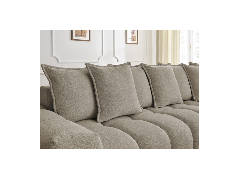 Canapé D'Angle Fixe - Everest - Tissu Chiné - Angle Droit - 10 Coussins