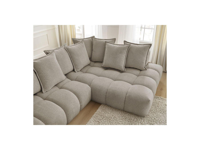 Canapé D'Angle Fixe - Everest - Tissu Chiné - Angle Droit - 10 Coussins