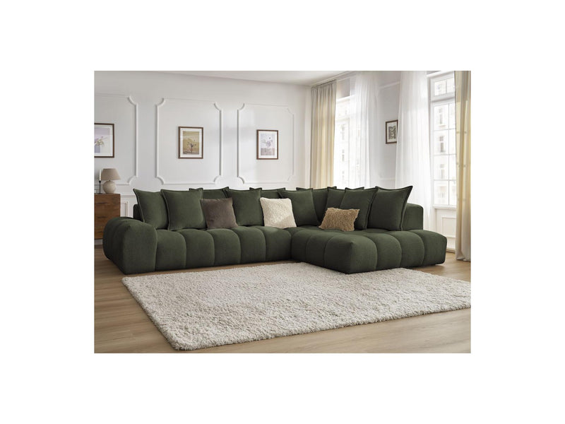 Canapé D'Angle Fixe - Everest - Tissu Chiné - Angle Droit - 10 Coussins