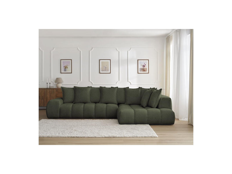 Canapé D'Angle Fixe - Everest - Tissu Chiné - Angle Droit - 10 Coussins