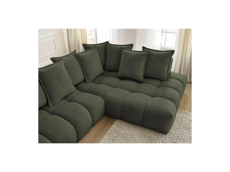 Canapé D'Angle Fixe - Everest - Tissu Chiné - Angle Droit - 10 Coussins