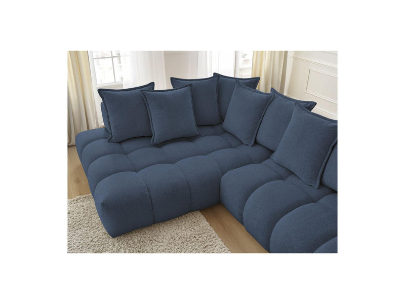 Canapé D'Angle Fixe - Everest - Tissu Chiné - Angle Gauche - 10 Coussins